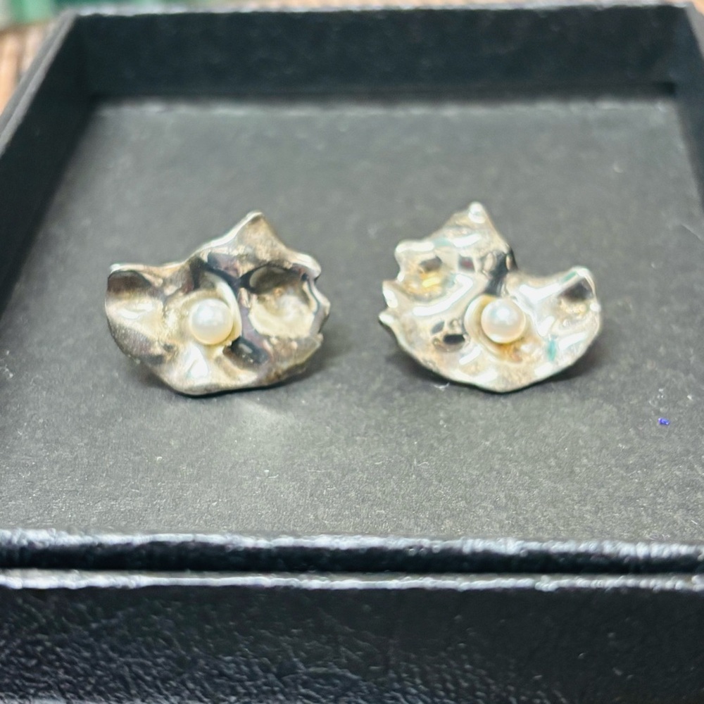 Mignon Faget Sterling Silver Pearl Accent Oyster Earrings